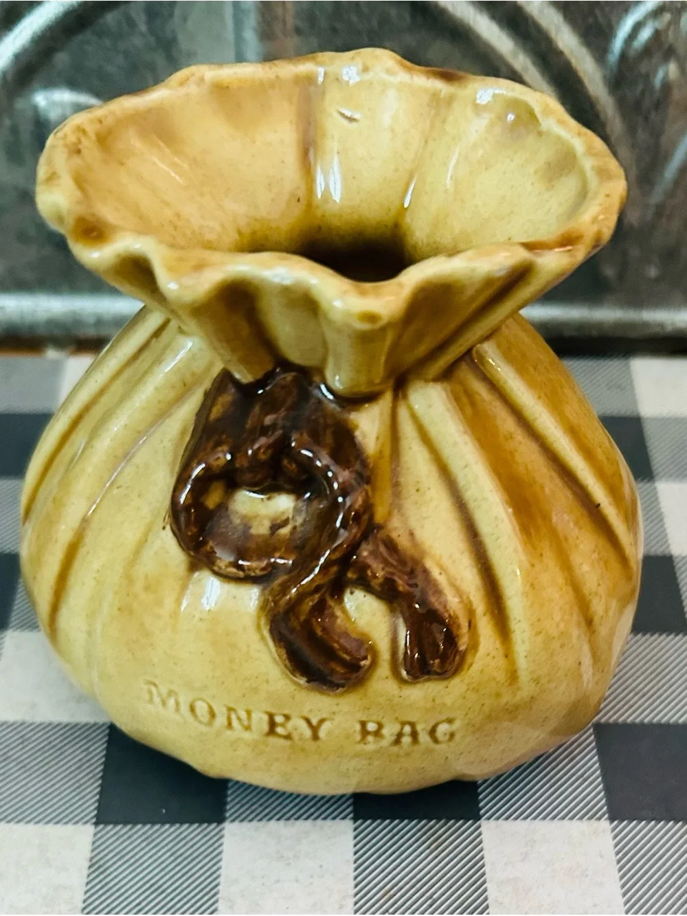 Ceramic Money Bag Figurine - Yellow
